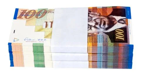 Isolated 100 nis bills stack Stock Photos