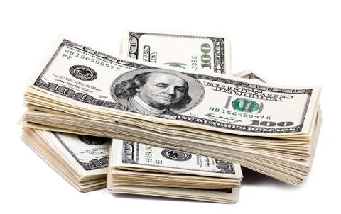 Isolated 100 us$ bills stack Stock Photos