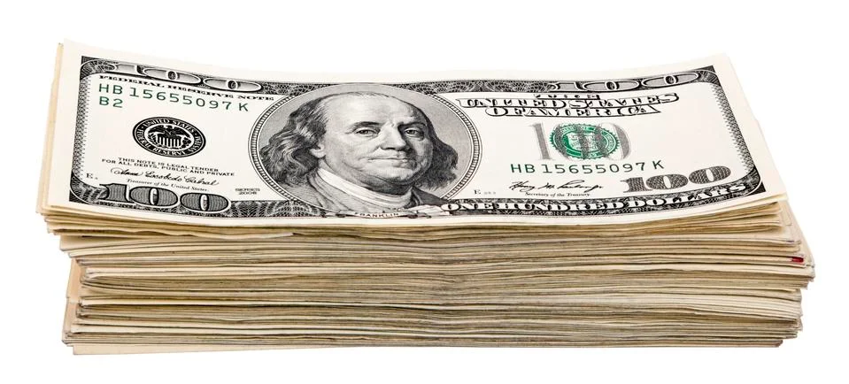 Isolated 100 us$ bills stack Stock Photos