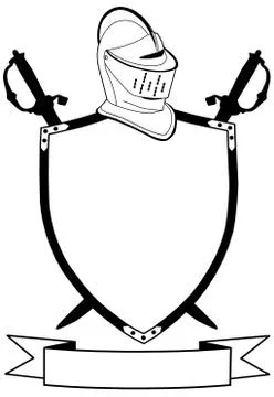 Isolated 16th century war shield swords banner and helmet Stock Illustration