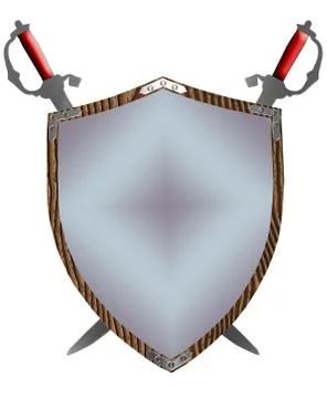Isolated 16th century war shield swords gloves 3d Stock Illustration