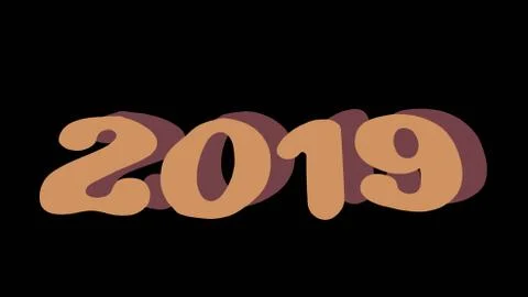 Isolated 2019 written with on a black background Stock Illustration