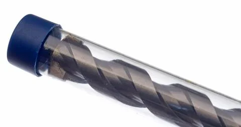 Isolated 22 mm drill bit in a transparent sleeve Stock Photos