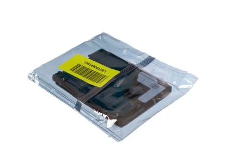 Isolated 2.5" hard disk in a protective bag Stock Photos