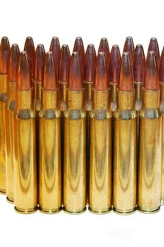 Isolated 30-06 bullets on white Foto stock