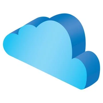 Isolated 3d blue cloud. Cloud computing 스톡 일러스트