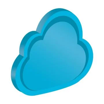 Isolated 3d blue cloud. Cloud computing Illustrazione stock