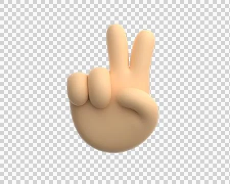 Isolated 3D cartoon hand gesture victory finger icon Stock Illustration