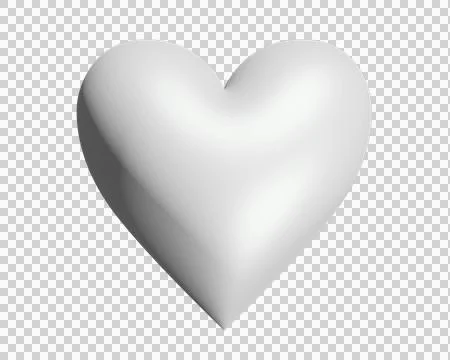 The isolated 3D classic love gradient light gray, white glossy heart icon Illustrazione stock