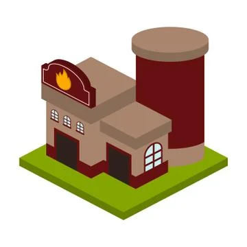 Isolated 3d fire station building Ilustración de archivo