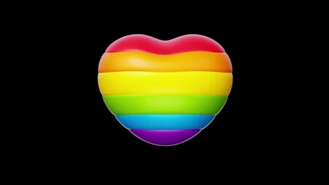 Isolated 3D Glossy Heart Styled after the LGBTQ Pride Flag. Stock Footage 340283506