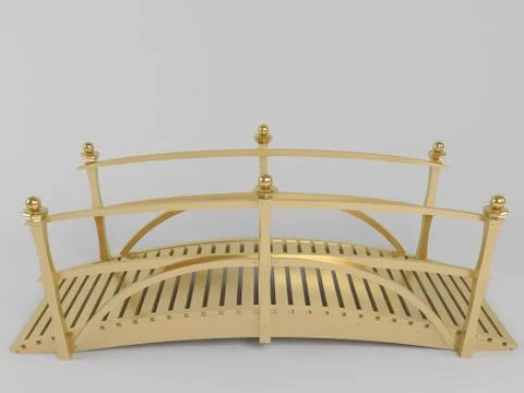 Isolated 3d golden bridge inside a white stage side view Stock Illustration