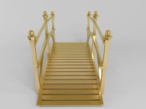 Isolated 3d golden bridge inside a white stage front view Ilustración de archivo
