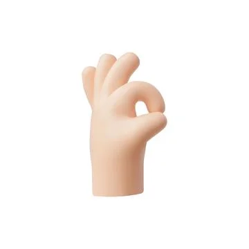 Isolated 3D hand showing OK gesture, vector cartoon. Stock Illustration