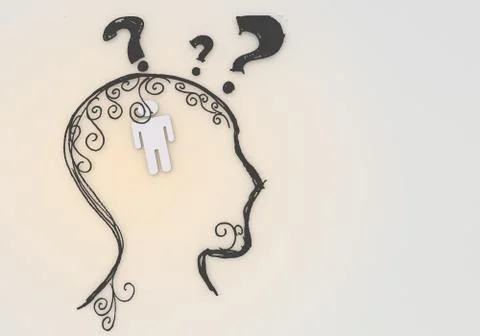Isolated 3d man thinking symbol inside the head Stock Illustration