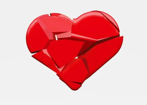 Isolated 3d render of broken heart Stock Illustration