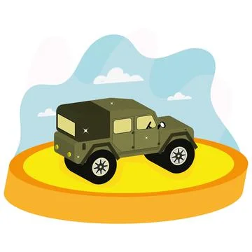 Isolated 3d render of a green jeep Vector Stock Illustration
