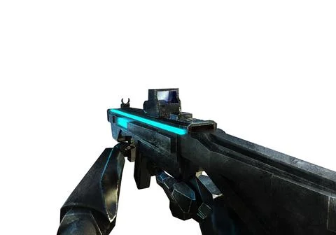 Isolated 3d render illustration of sci-fi first person shooter arms with rifl Stock Illustration