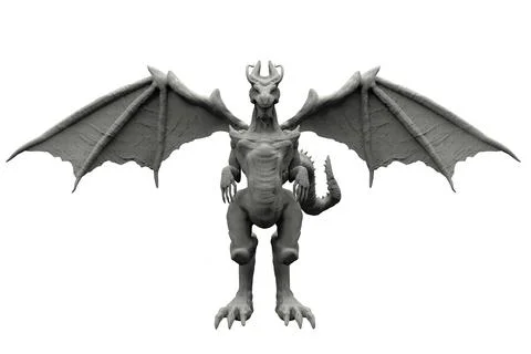 Isolated 3d render image of stone dragon statue. Stock Illustration