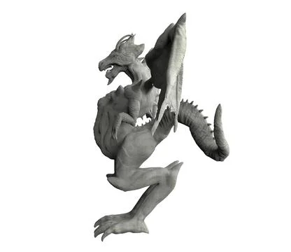 Isolated 3d render image of stone dragon statue. Stock Illustration
