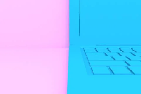 Isolated 3D render laptop computer. Blue color ,Pink background Stock Illustration