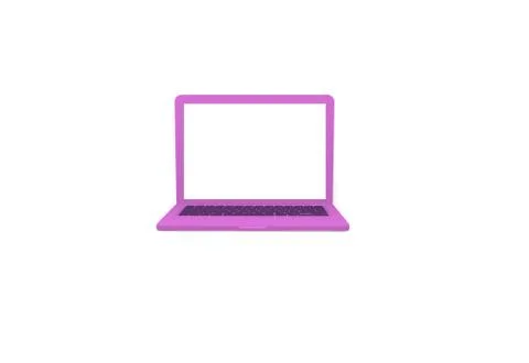Isolated 3D render laptop computer. Pink color ,white background Illustrazione stock