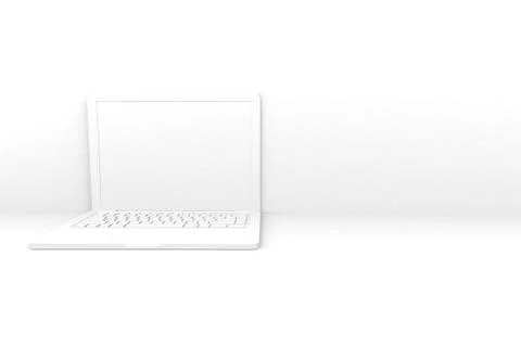 Isolated 3D render laptop computer. White color ,white background Illustrazione stock