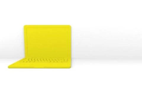 Isolated 3D render laptop computer. Yellow color ,white background Stock Illustration