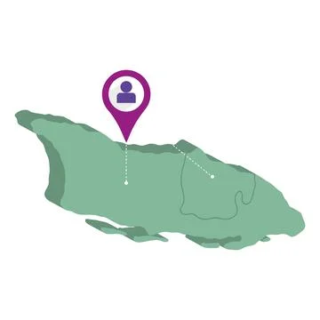Isolated 3d render map of Aruba with a map pin Vector Stock Illustration