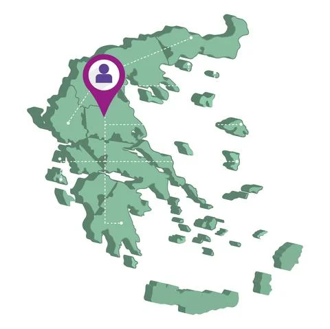 Isolated 3d render map of Greece with a map pin Vector Stock-Illustration