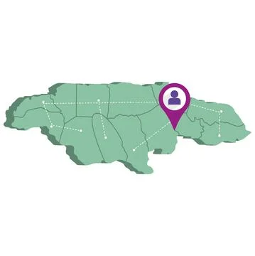 Isolated 3d render map of Jamaica with a map pin Vector Stock Illustration