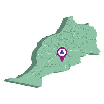 Isolated 3d render map of Morocco with a map pin Vector Stock Illustration