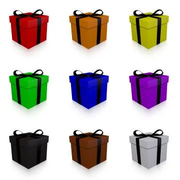 Isolated 3d rendered presents Stock Illustration