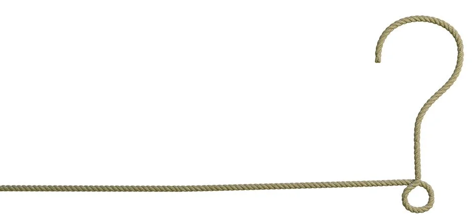 Isolated 3d rendering of a rope with question mark 스톡 일러스트