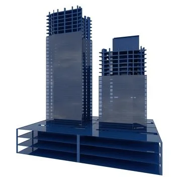 Isolated 3d rendering of a skyscraper business project Illustrazione stock