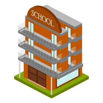 Isolated 3d school building Ilustración de archivo