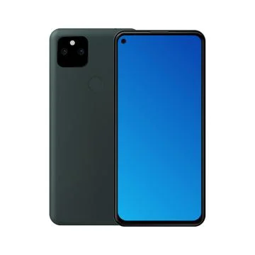 Isolated 3D Smartphone Pixel Mockup. Realistic Design. Front and Back View. Stock Illustration