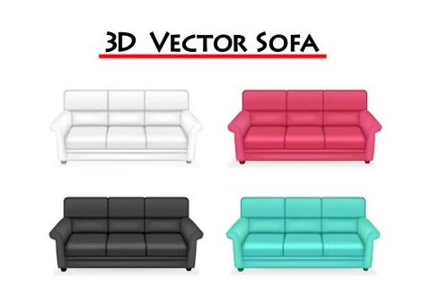 Isolated 3D Vector Sofa on white background, art Stock Illustration