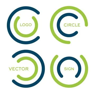 Isolated abstract circular vector logo set. Green and blue color round shape Stock Illustration