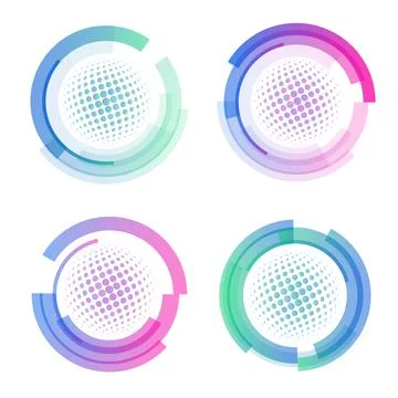 Isolated abstract colorful round shape logo set, circular frames logotypes Stock Illustration