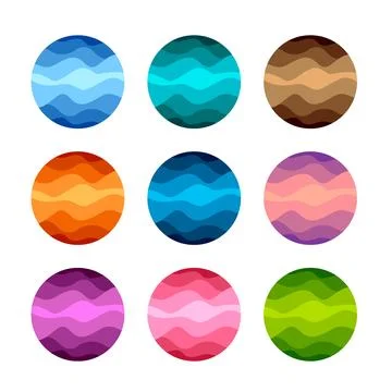 Isolated abstract colorful round shape logos set on white background vector Illustrazione stock