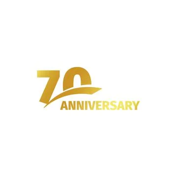 Isolated abstract golden 70th anniversary logo on white background. 70 number Stock Illustration