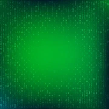 Isolated abstract green color binary code fall background, programming element Illustrazione stock