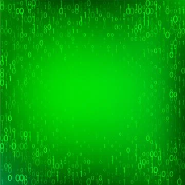 Isolated abstract green color binary code fall background, programming element Stock Illustration