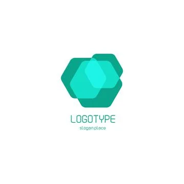 Isolated abstract hexagons overlays vector logo. Polygonal translucent geometric Stock Illustration