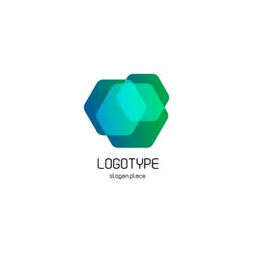 Isolated abstract hexagons overlays vector logo. Polygonal translucent geometric Stock Illustration