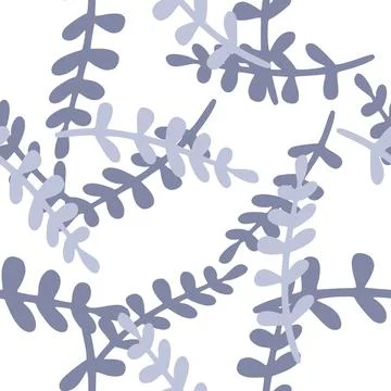 Isolated abstract nature seamless pattern with blue random tropic branches sh Illustrazione stock