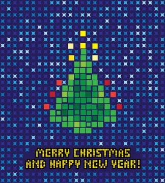 Isolated abstract pixel christmas tree illustration Stock Illustration