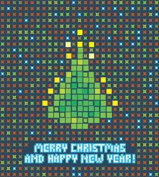 Isolated abstract pixel christmas tree illustration Stock Illustration