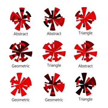 Isolated abstract red shade round shape logo of triangles set on white イラスト素材